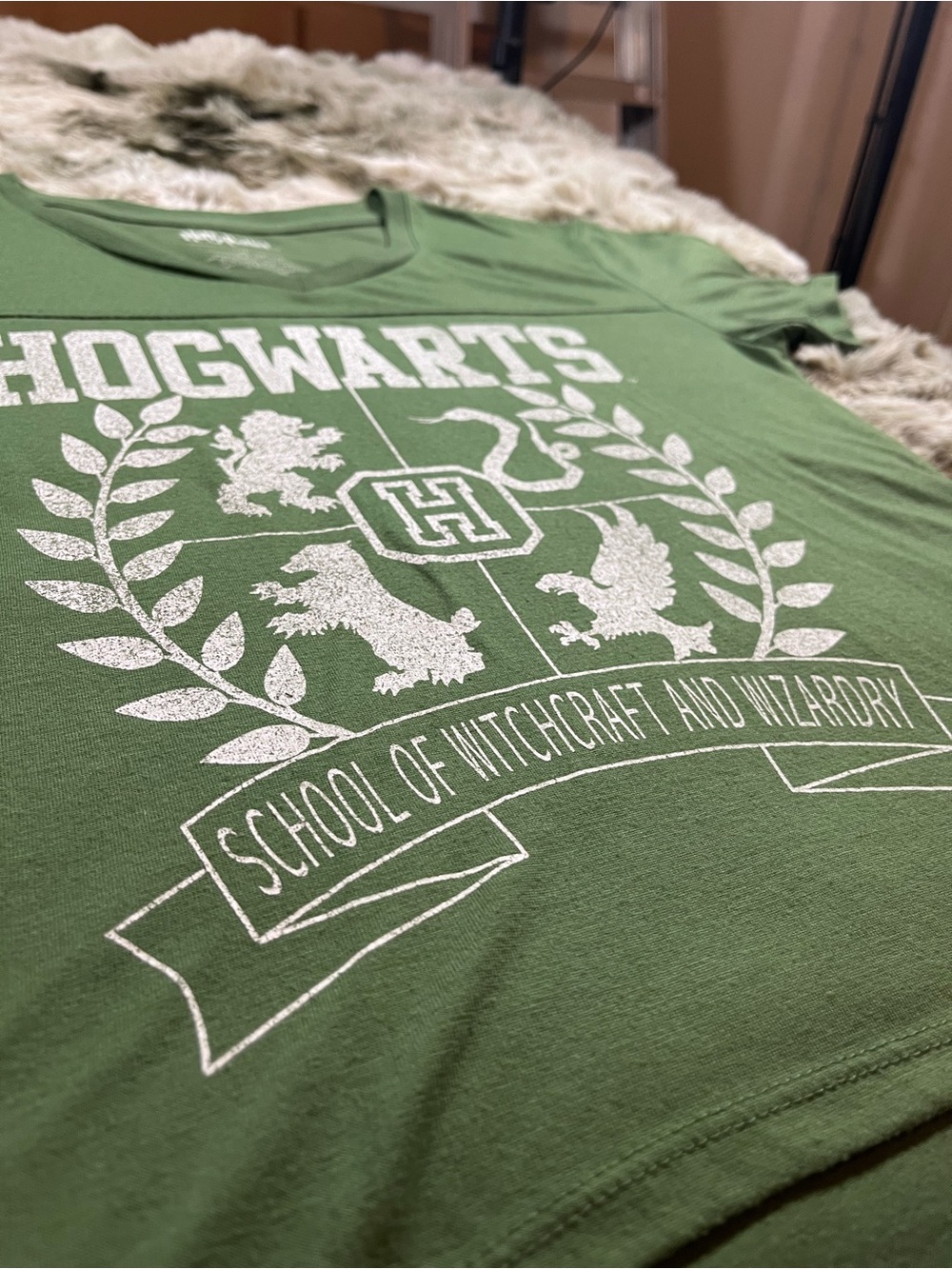 Green Hogwarts Crest Short Sleeve Tee - Official Inspired Fan Shirt